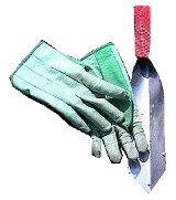Garden gloves and trowel